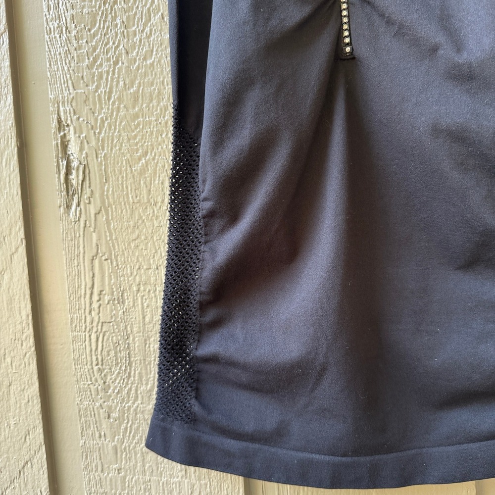 Vintage Y2K Cami Tank Top Womens Mesh Cut Out Rhinestone One Size Black - Picture 4 of 7